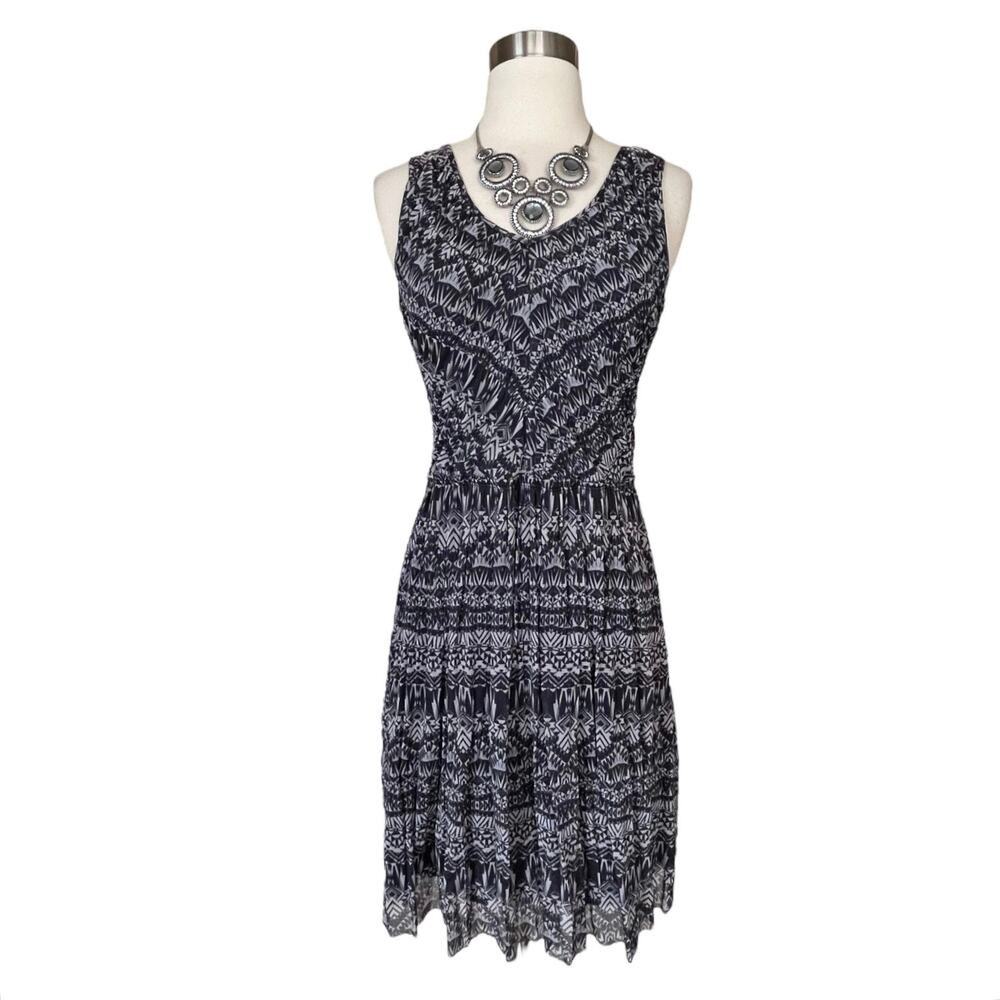 ANTHROPOLOGIE WESTON WEAR Vera Mesh Dress Geometric Print Sleeveless Gray Small